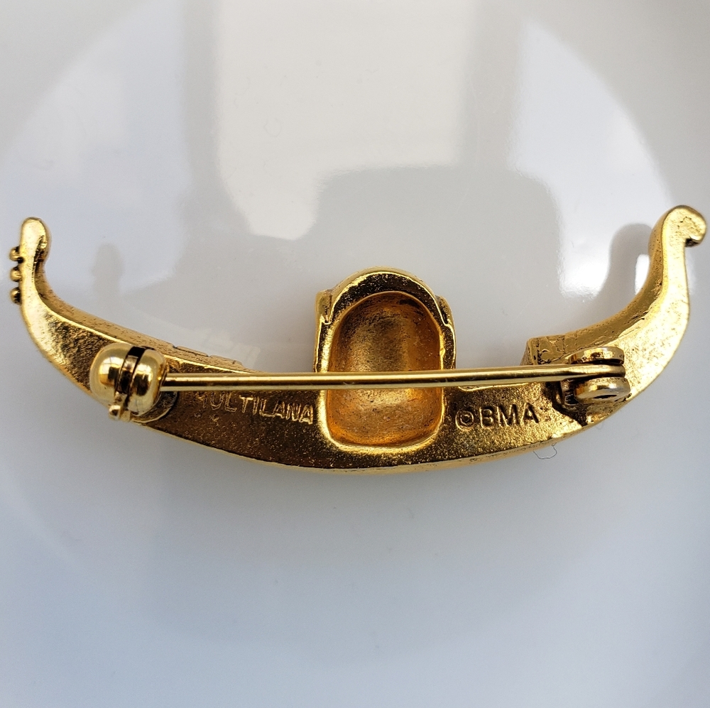 Vintage BMA Venetian Gondola Boat Pin Brooch - Picture 3 of 6